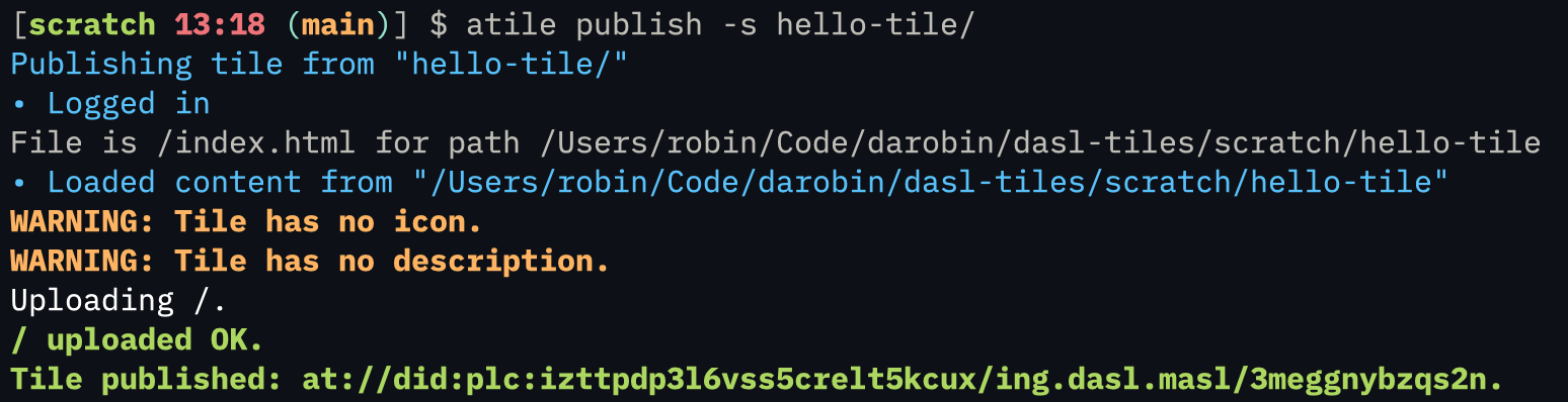 Terminal output example of the command